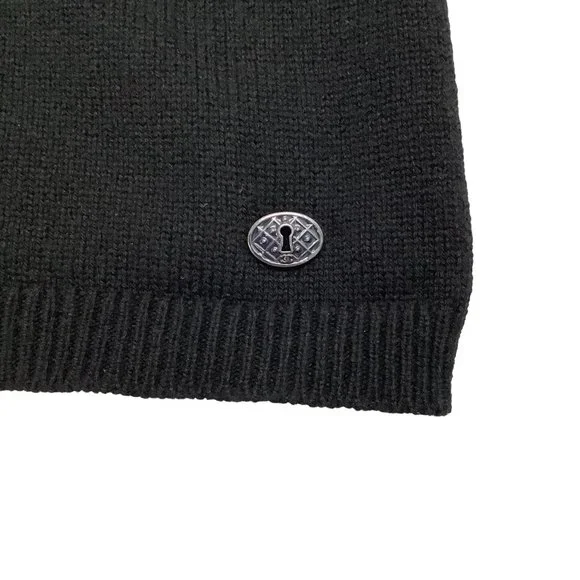 Chanel V-back Tie Sleeve Black Cashmere Sweater - Picture 4 of 5